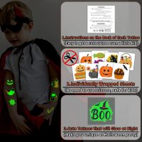 Partywind 204 PCS Individually Wrapped Sheets Glow Halloween Tattoos for Kids Party Decorations, Luminous Pumpkin Tattoo Stickers, Kids Halloween Treats, Party Supplies - Image 2