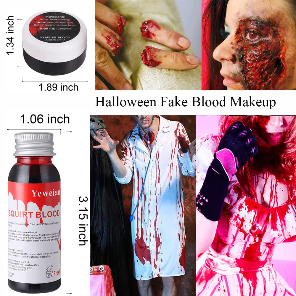 Liquid Latex SFX Makeup Kit, 2.1Oz Latex Liquid with Coagulated Fake Blood Gel, Squirt Blood and Stipple Sponge, Halloween Monster Zombie Clown Makeup for Scald Burn Scar Wound,Cut,Skin Decay - Image 5