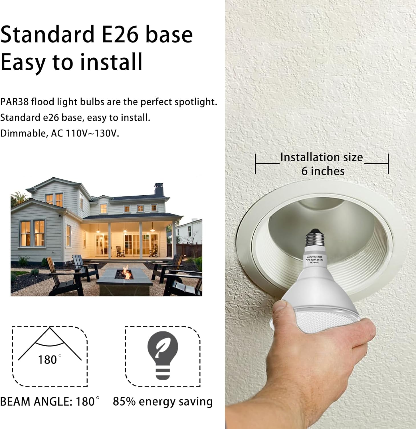 Par38 led Flood Lights Outdoor Light Bulb 2 Pack,Dimmable 5000K Daylight 1800LM,20W Replace up to 200W,Outdoor Flood Light Bulbs for Backyard,Garage,Porch,Garden - Image 3