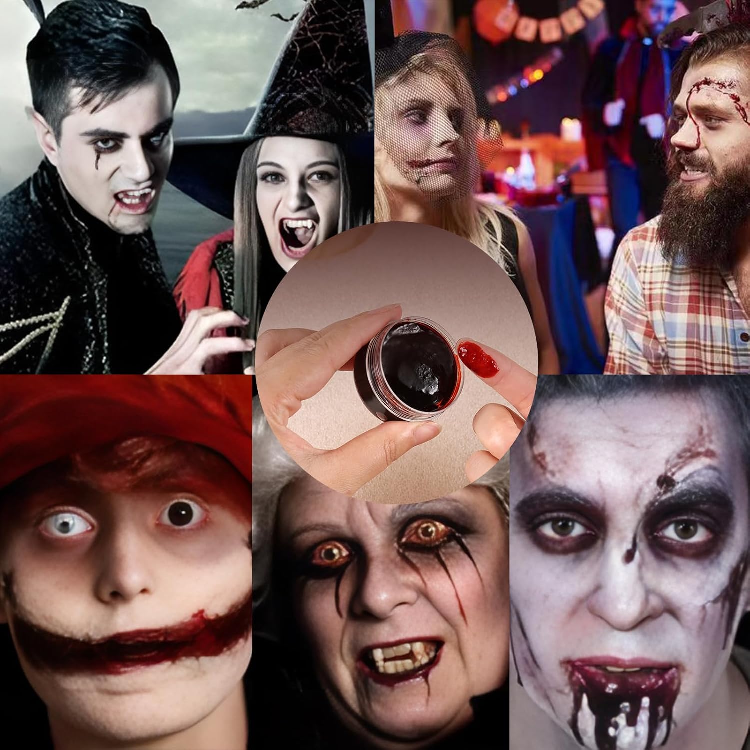 6PCS Halloween Fake Blood Makeup Kit,Washable for Scar Wound and Clothes Realistic Face Paint Wounds Costume Blood For Vampire, Zombie, Clown Cosplay Red,Stipple Sponge , Cleansing Soap and Gauze - Image 5