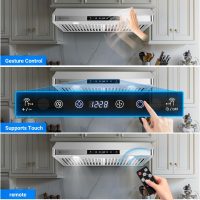AMZCHEF Under Cabinet Range Hood 30 Inch, 750CFM Stainless Steel Kitchen Stove Vent Hood 3 Speed Exhaust Fan Touch/Remote/Gesture Control LED lights Time Setting Dishwasher-Safe Baffle Filters - Image 4