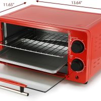 MegaChef 9.5 Quart Electric Counter Top 2 Slice Toaster Oven with Built in Timer, Bake, Broil, Toast (Candy Red) - Image 3
