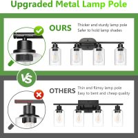 Ascher 4-Light Bathroom Light Fixtures, Modern Vanity Lights with Clear Glass Shade, Matte Black Wall Lamp for Bathroom Mirror Hallway Cabinet Porch - Image 5