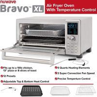 Nuwave Bravo Air Fryer Toaster Smart Oven, 12-in-1 Countertop Convection, 30-QT XL Capacity, 50°-500°F Controls, Top and Bottom Heater Adjustments 0%-100%, Brushed Stainless Steel Look (Renewed) - Image 2
