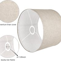 11"x11"x8" Assembly Required Lampshade for Floor Lamp, Table Lamp, Bedside Lamp, Fabric Drum Lampshade Classic Modern Style, Spider Fitter, Linen - Beige - Image 3