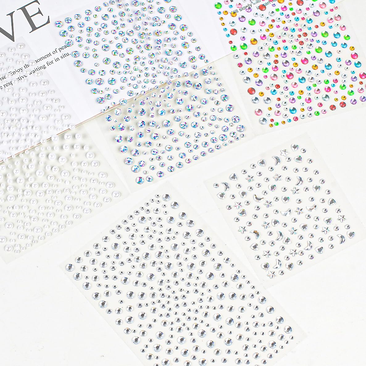 vivinin 1465P Face Gems, Self-Adhesive Hair Gems, 5 Different Types of Face Rhinestones, Face Gems Stick On for Face, Eyes, Body, Hair, Makeup, Festival Decorations, DIY Crafts - Image 3
