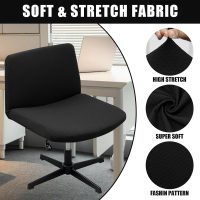 LiveGo Armless Chair Slipcover - 100% Waterproof Office Desk & Vanity Chair Cover - Knitted Jacquard Modern Criss Cross Mid Back Accent Chair Cover - Image 3