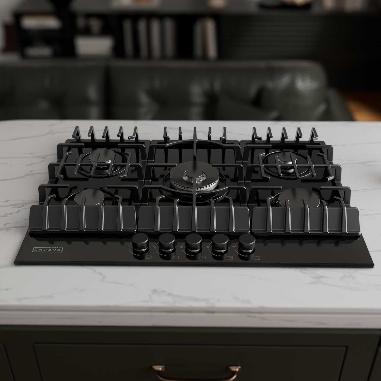 Empava 30 in. Gas Stove Cooktop 5 Italy Sabaf Sealed Burners NG/LPG Convertible in Black Tempered Glass, 30 Inch - Image 4