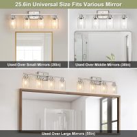 Unicozin Modern Bathroom Light Fixtures, 4 Light Vanity Lights Over Mirror, Brushed Nickel Wall Lamp with Clear Glass for Living Room Cabinet Bedroom Porch - Image 8