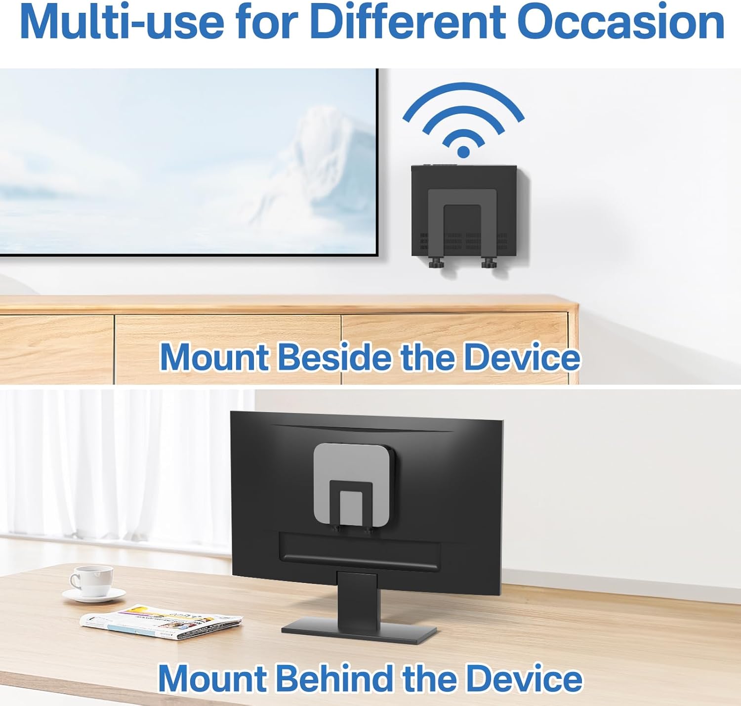 Adjustable Wall Mount for Cable Box | Router Mount | Modem Mounts, Cable Box Mount Behind TV for Streaming Media, DVD Players and More Small or Narrow Devices Shelf - Image 4