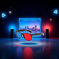 1Pc 3D Glasses,3D Viewing Glasses,Universal TV Movie Dimensional Video Frame 3D,DVD Game 3D Style,Televisions Accessories, Weightlight Simple Design (Red and Blue) - Image 2