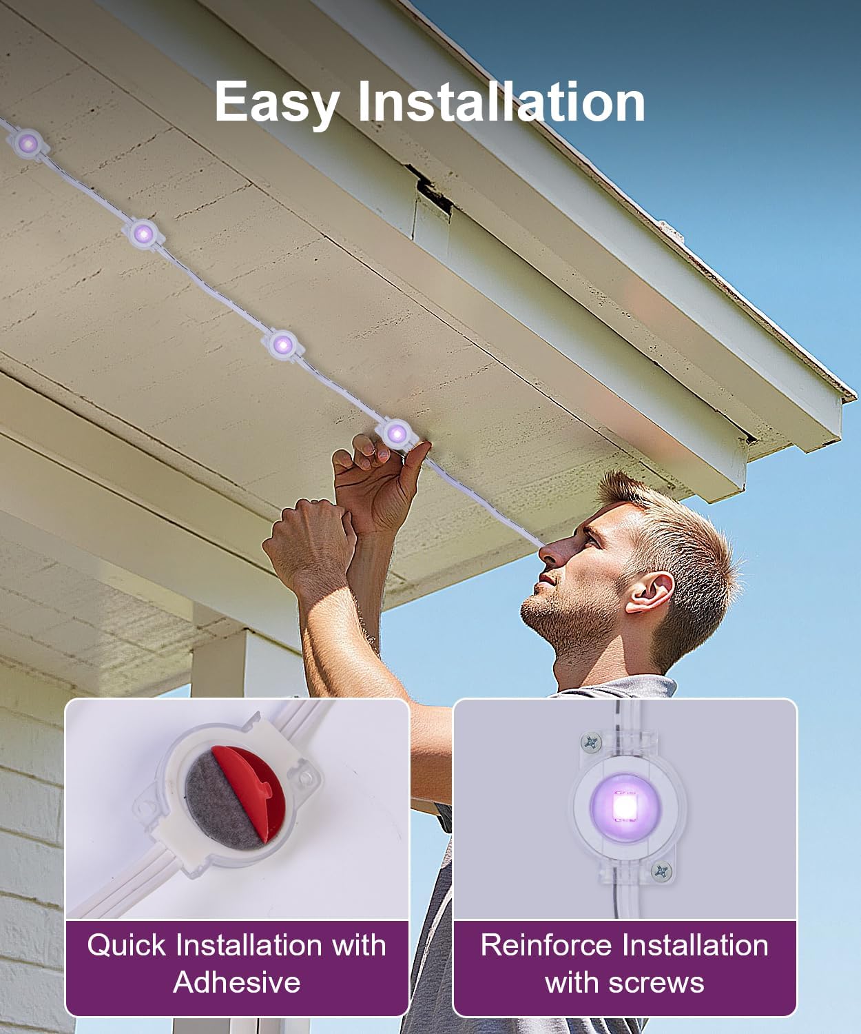 150Ft Permanent Outdoor Lights,Smart RGB Outdoor Lights with Remote APP Control, IP67 Waterproof Outside Light for House for Christmas, Halloween, Holiday, Party, Daily - Image 7