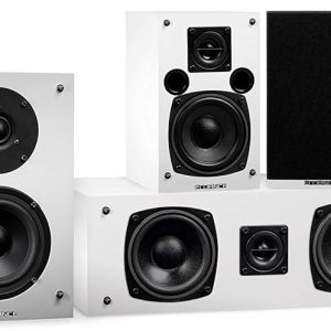 Fluance Elite High Definition Compact Surround Sound Home Theater 5.1 Channel Speaker System Including 2-Way Bookshelf, Center Channel, Rear Surrounds and DB10 Subwoofer - White (SX51WHC)