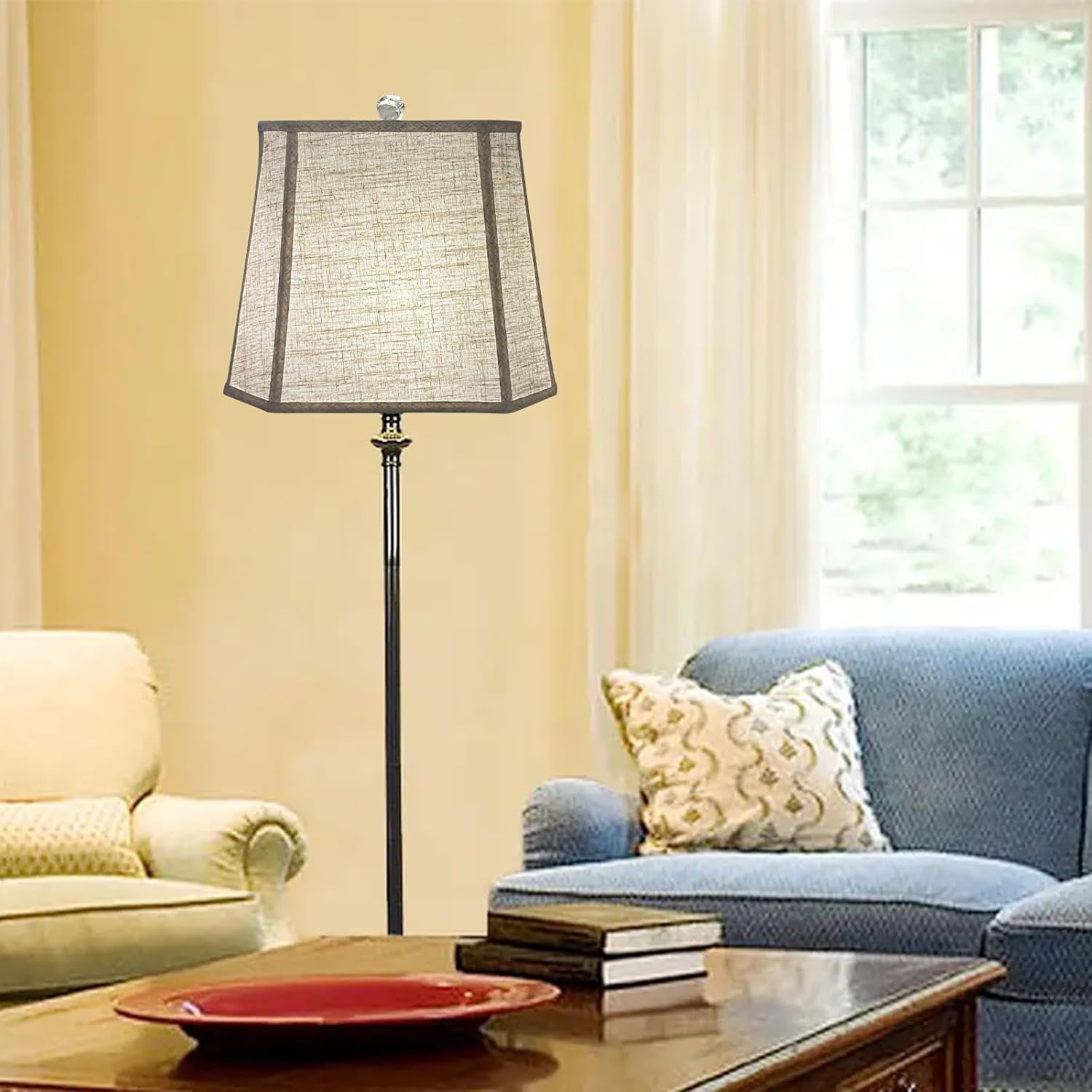 TOOTOO STAR Square cut corner lampshade, 10x13x10.5 inch medium table lamp shade floor lamp Beige Lamp shades Natural Linen Hand Crafted, Easy Assembly Required - Image 5