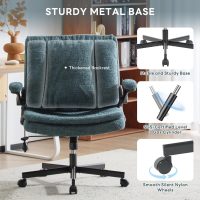 Criss Cross Legged Office Chair with Flip-Up Back (Dark Green) - Image 7