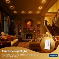 Amico 6 Pack 6 Inch 5CCT LED Recessed Ceiling Light with Night Light, 2700K/3000K/3500K/4000K/5000K Selectable Ultra-Thin Recessed Lighting, 12W=110W, 1100LM, Dimmable Canless Wafer Downlight ETL&FCC - Image 6