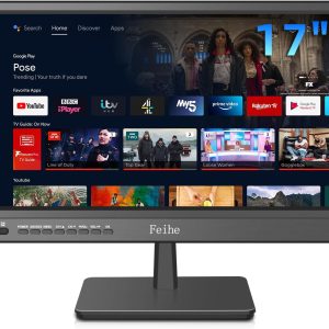 Feihe 17 inch Small Smart TV Built-in Android Operating System, HD Flat Screen Compact Smart Television for Kitchen, Home, RV Camper or On-The-Go Entertainment