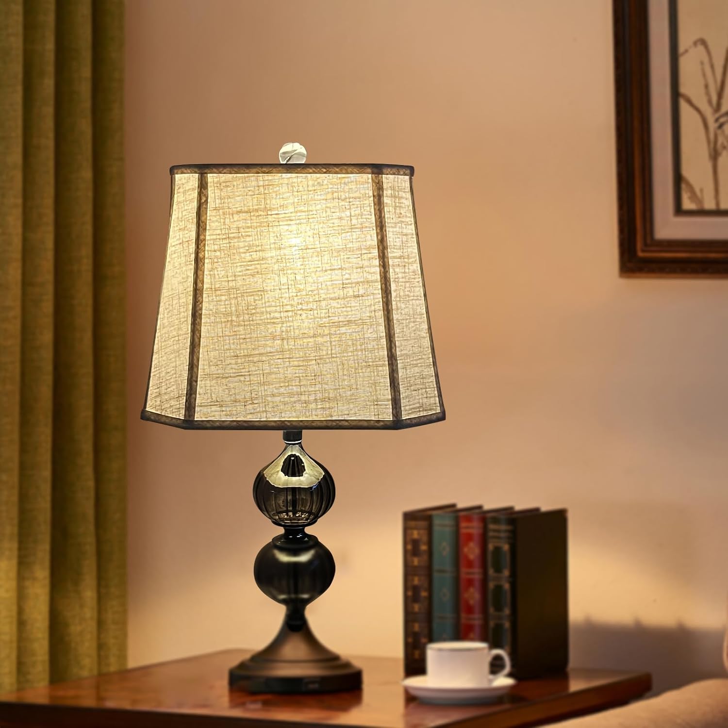 TOOTOO STAR Square cut corner lampshade, 10x13x10.5 inch medium table lamp shade floor lamp Beige Lamp shades Natural Linen Hand Crafted, Easy Assembly Required - Image 8