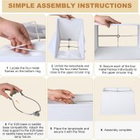 Rectangle White Lamp Shade, Square Large Linen Lamp Shades, Top 7"x12.5", Bottom 9"x15", Height 9.8", Includes 1 Harp Holder,2 Adapters, Fits Table,Floor and Wall Lamp Shades, Easy Assembly - Image 7