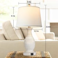 PARTPHONER Table Lamps Set of 2, Bedside Touch Lamp with USB C+A Charging Ports, Side Table Lamp with White Fabric Shade (LED Bulbs Included) - Image 6