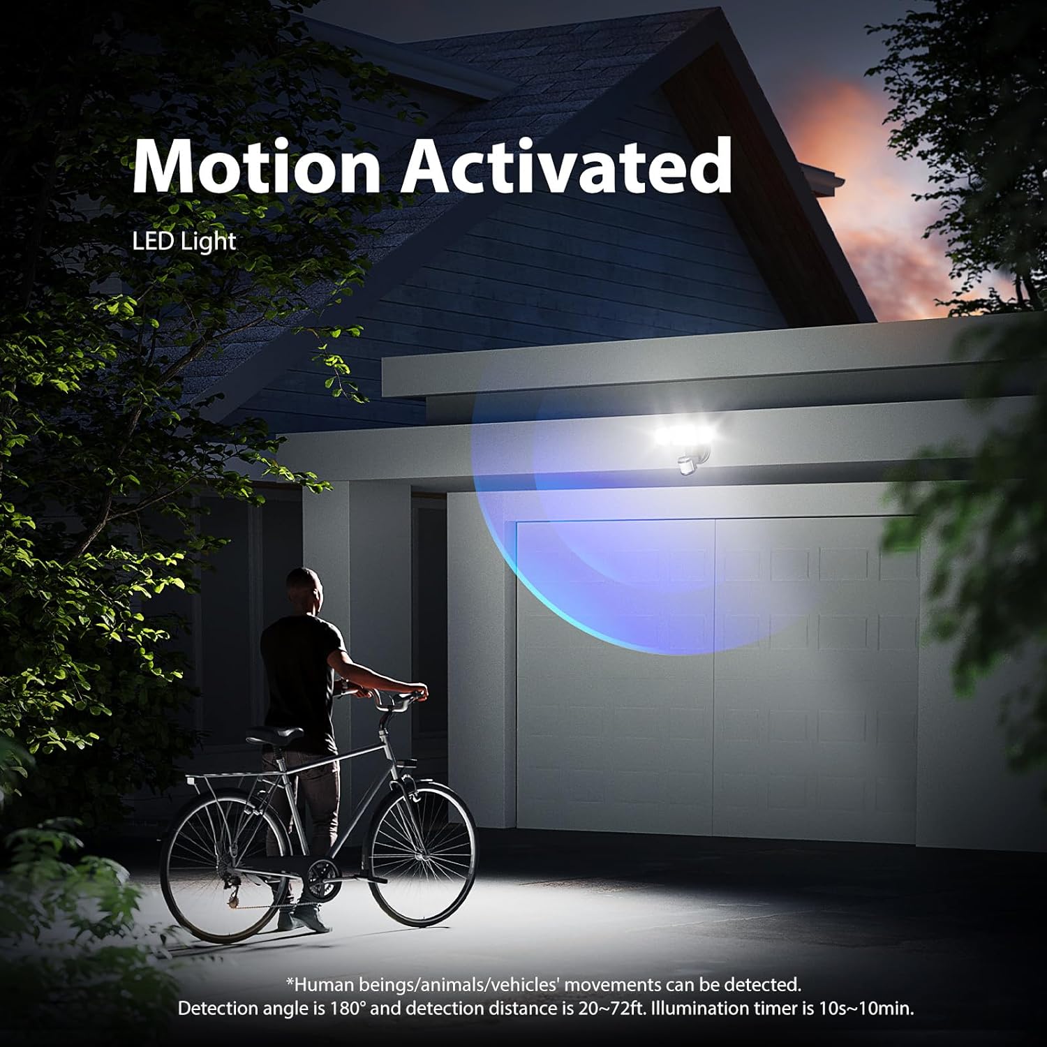 Onforu 75W LED Motion Sensor Outdoor Lights, Dusk to Dawn Flood Light Outdoor Motion Sensor, Hardwired Security Lights Floodlights Outside 7500LM 6500K Daylight IP65 Waterproof (Black) - Image 4