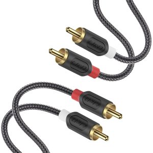 J&D RCA Audio Cable, Audiowave Series 2 RCA Male to Male Stereo Audio Cable for Home Theater, HDTV, Gaming Consoles, Hi-Fi Systems - Gold Plated Connecter, Nylon Braid, 3 Feet