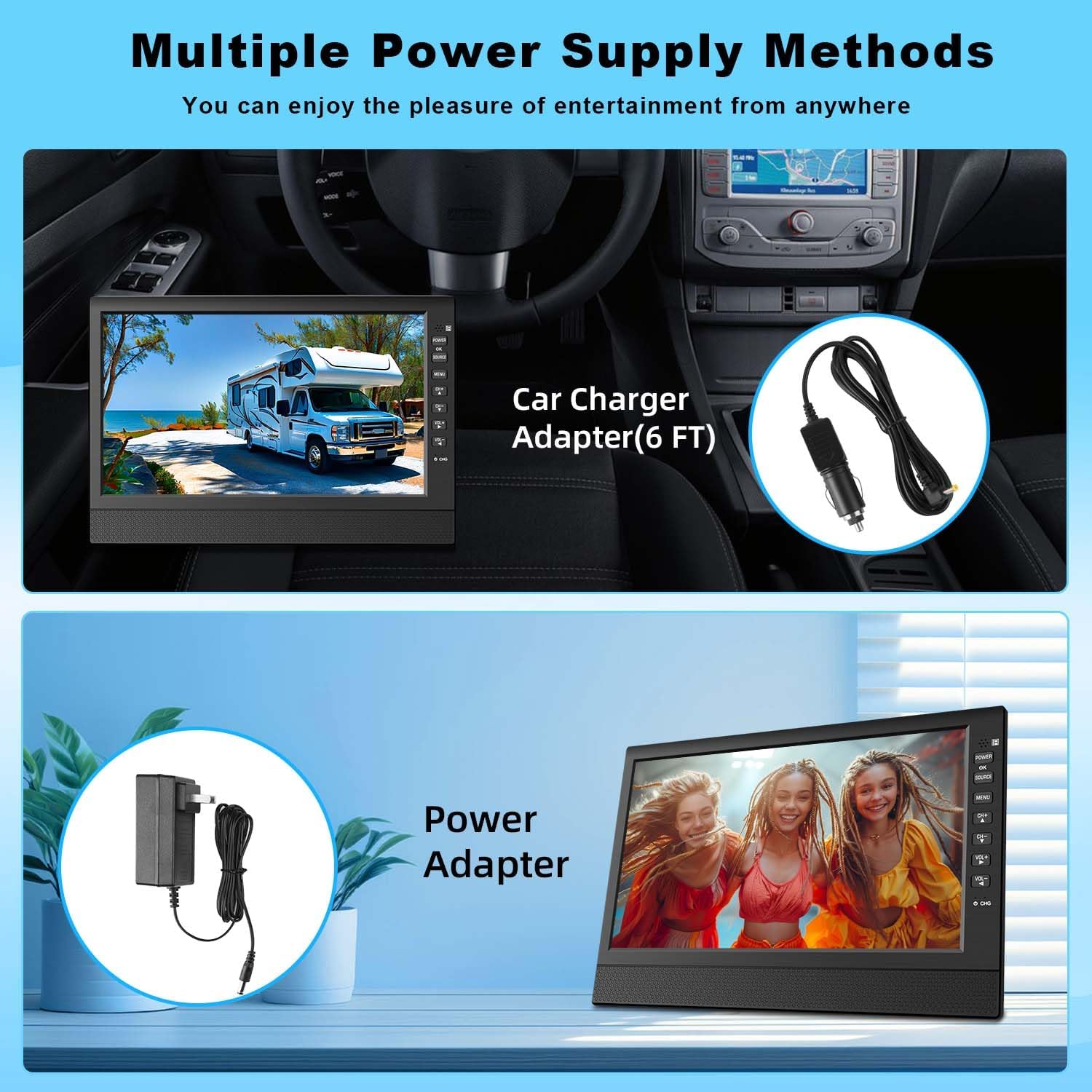 Feihe 12-Inch Portable Small TV with HD Display, HDMI and USB Ports | Built-in Digital Tuner and Compact Design for Home, Kitchen, RV, and Travel Use - Image 6