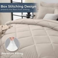 HEVUMYI Beige Tan Queen Comforter Set - 7-Piece All Season Bed in a Bag Queen, Ultra Soft Bedding Set with Comforter, Flat Sheet, Fitted Sheet, Pillowcases, Pillow Shams, Beige Tan - Image 4