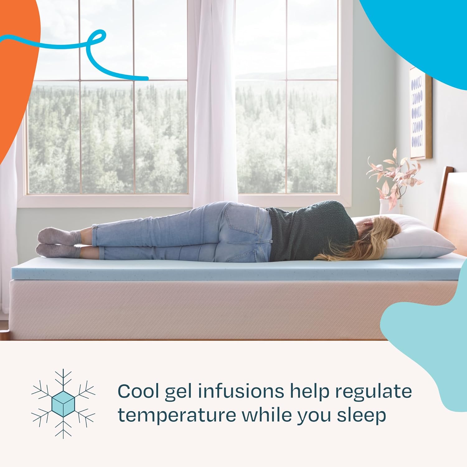 LINENSPA Memory Foam Mattress Topper - 2 Inch Gel Infused Memory Foam - Plush Feel - Cooling and Pressure Relieving - CertiPUR Certified - Dorm Room Essentials - Queen Size - Image 2