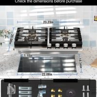 24 Inch Gas Cooktop, 4 Burner Gas Stove Top 27,400 BTU, NG/LPG Convertible, Stainless Steel gas Stovetop with Thermocouple Protection,120V AC - Image 5