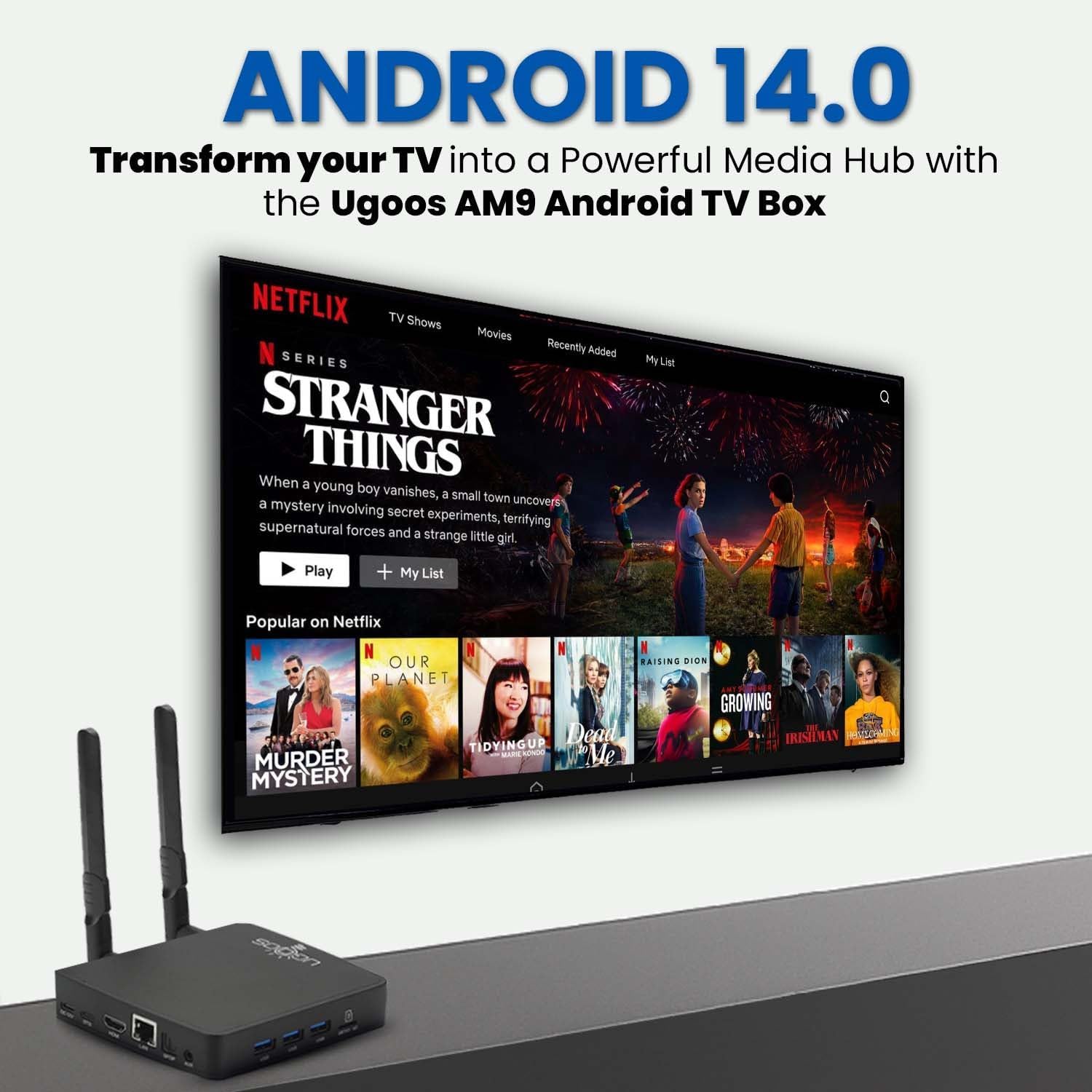 UGOOS AM9 64-Bit Android Media Player, 4K HDR TV Box with Bluetooth Remote, Amlogic S905X5 Quad-Core, 4 GB RAM, 64 GB Storage, Wi-Fi 6, Bluetooth 5.2, HDMI 2.0, Upgraded Version of AM6B Plus - Image 4