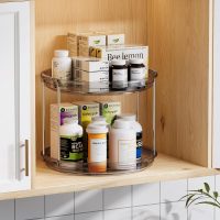 LAMU 2 Tier Lazy Susan Turntable Organizer 9.25'' Rotating Spice Rack Organization for Cabinet, Kitchen, Pantry, Countertop, Bathroom, Vanity, Medicine Cabinet Organizer, Grey - Image 4