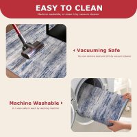 KOZYFLY 3x5 Area Rug Modern Ombre Rug for Bedroom, Washable Rug Non-Slip Soft Striped Living Room Area Rug, Print Grey-Blue Abstract Carpet for Laundry Nursery - Image 8