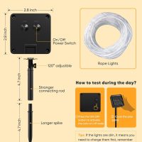 Brightown Solar Rope Lights, 39FT 100LED Outdoor Solar String Lights, IP65 Waterproof Solar Powered Fairy Lights with 8 Lighting Modes for Party Garden Yard Home Holiday Tree Decoration, Warm White - Image 5
