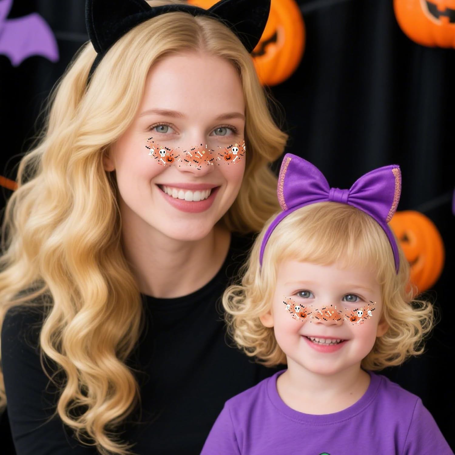Halloween Party Favors - 9 Pack Black Bat Freckles Face Tattoos | Halloween Games Gifts Crafts Treats for Kids - Halloween Makeup Costumes Accessories Party Decorations Supplies for Women Adult 2025 - Image 6