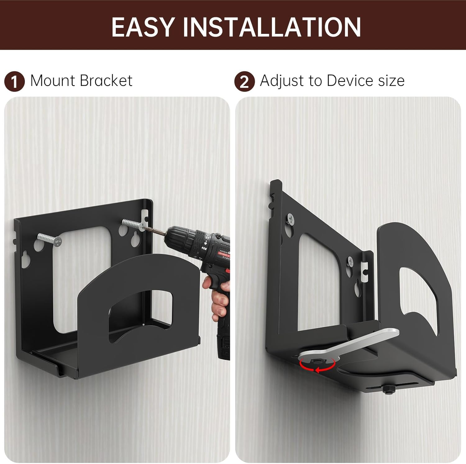 Cable Box Mount,Adjustable Wall Mount Holder for Small and Narrow Devices Like Cable Boxes,DVD Players,Modems,Streaming Media Devices and Other Media Players - Image 4