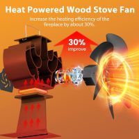 Wood Stove Fan Heat Powered | Non Electric Heat Activated Fan for Wood Burning Stove/Log Burner | Thermoelectric Fireplace Fan| w/Stove Accecories Thermometer - Image 3