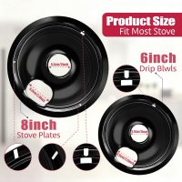 Electric Stove Drip Pans, Replacement Chrome Drip Pans for Electric Stove Compatible with Most Plug-in Electric Ranges include Black 2 * 6in and 2 * 8in (Set of 4 Burner Drip Pan) - Image 2