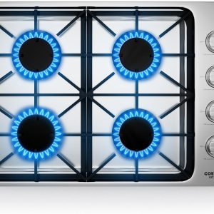 COSTWAY 30-inch Stainless Steel Gas Cooktop, 4 Burner Gas Stove Top with ABS Knobs and Cast Iron Grates, NG/LP G Convertible Range Top with Sealed Burners, Easy to Clean, Silver