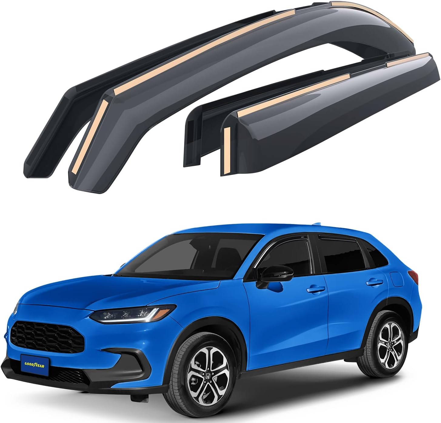 Goodyear Shatterproof in-Channel Window Deflectors for Honda HR-V 2023-2025, Rain Guards, Window Visors for Cars, Vent Deflector, Car Accessories, 4 pcs - GY007978