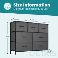 OLIXIS 7 Drawers Dresser for Bedroom, Fabric Storage Tower for Living Room, Entryway - Sturdy Steel Frame, Wooden Top & Easy Pull Fabric Bins, Closet Chests Organizer for Clothes, Classic Grey - Image 3