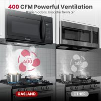 GASLAND Over the Stove Microwave 30 Inch, 1.9 Cu.ft. Over the Range Microwave with 11 Power Levels, One Touch Cooking, 400 CFM,1000W, LED, Turntable, Sensor Cook, Over Stove Microwave Oven, Black - Image 3