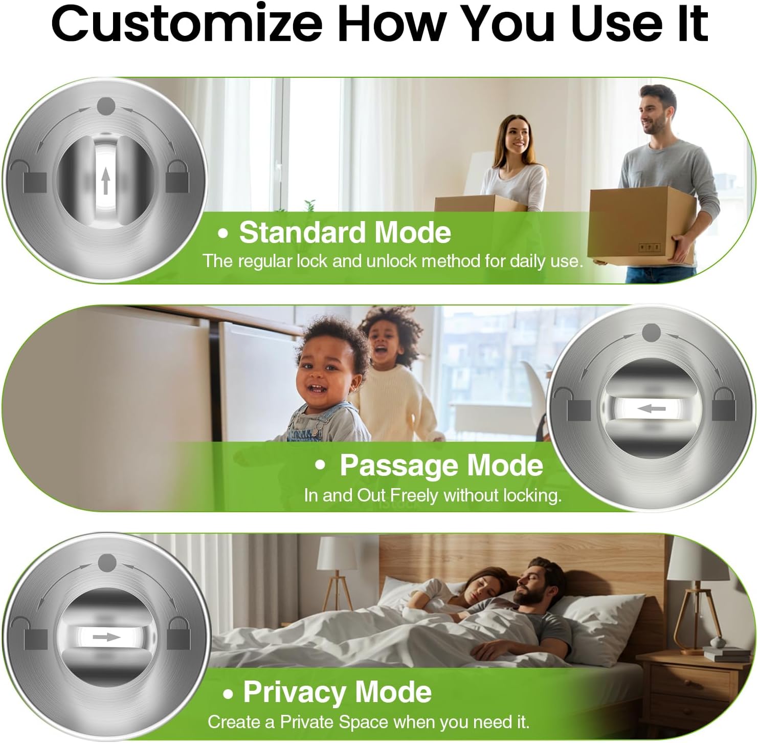 GHome Smart Fingerprint Door Lock, 3 in 1 Smart Fingerprint Door Knob with App Control & Key, Auto Lock, Biometric Door Knobs with Lock for Bedroom, Garage, Home & Office - Image 8