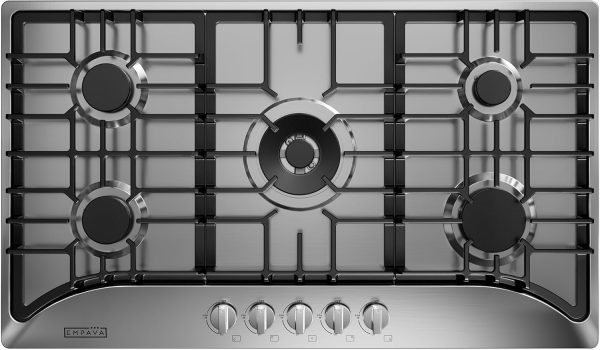 Empava 36 Inch Built-in Gas Cooktop with 5 Sealed SABAF Burners, Stainless Steel Surface LPG/NG Convertible, Auto Electric Pulse Ignition, Flame Failure Protection