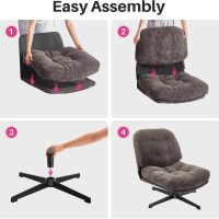 Redlife Criss Cross Chair No Wheels Corduroy Swivel Accent Chair Comfy Lounge Chairs Armless Wide Lazy Upholstered Chairs for Bedroom Living Room Reading Room (Coffee) - Image 6