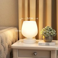 Touch Table Lamp for Nightstand - Small Bedside Lamp for Bedroom Living Room Night Stands, Desk Lamp with White Glass Shade for Small Spaces, 3 Way Dimmable, LED Bulbs, Gifts - Image 5