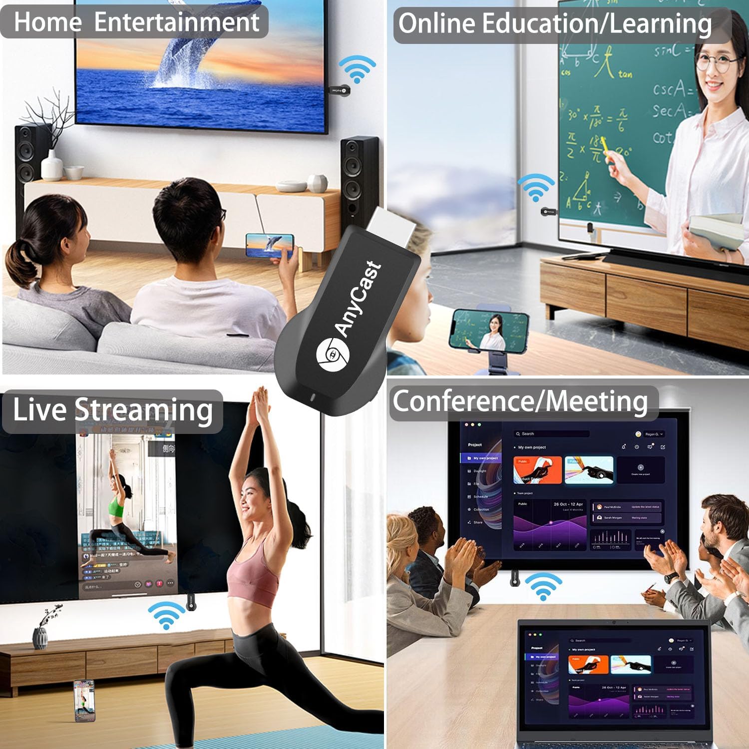 Anycast Wireless HD Display Adapter Receiver 1080P Screen Mirroring Streaming Media Dongle Compatible with iOS/Android/Windows/Mac to HDTV Monitor Projector - Image 7