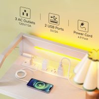 KKL White Dresser for Bedroom with Light Strip & Power Outlet — 8 Drawers Dressers & Chest of Drawers with Shelf, Wood Top, Metal Frame, Wide Dressers for Girls Bedroom, Living Room, Hallway, Closet - Image 5