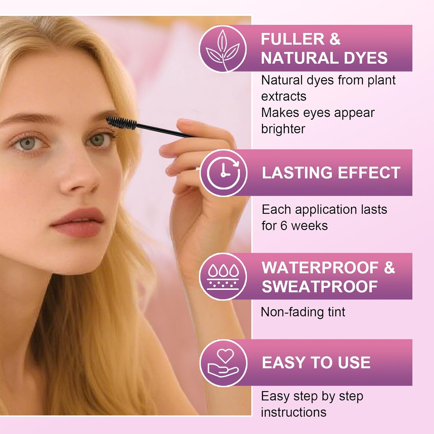 Eyelash & Eyebrow Color Kit, Professional Instant Lash & Brow Color Kit with Natural Black Effects, Lasting for 6 Weeks, Easy to Use, DIY Hair Coloring for Salon Home Use 7ml - Image 2