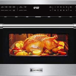 AAOBOSI 24 Inch Built in Microwave Convection Oven,1.6 Cu.Ft Wall Microwave Ovens Air Fryer Combos(upgraded), 1000Watt Power Sensor&Auto Cook, 12 Cooking Modes, Drop Down Door,Stainless Steel